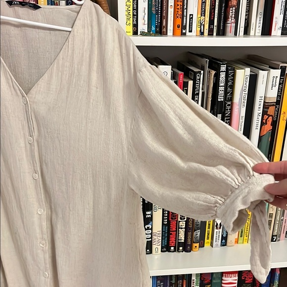 Zara oversized cotton linen button down - Picture 5 of 8